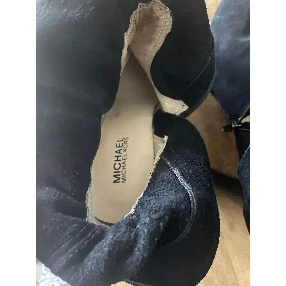 Michael Kors Harness Knee High Suede Black Boots - SIZE 7.5